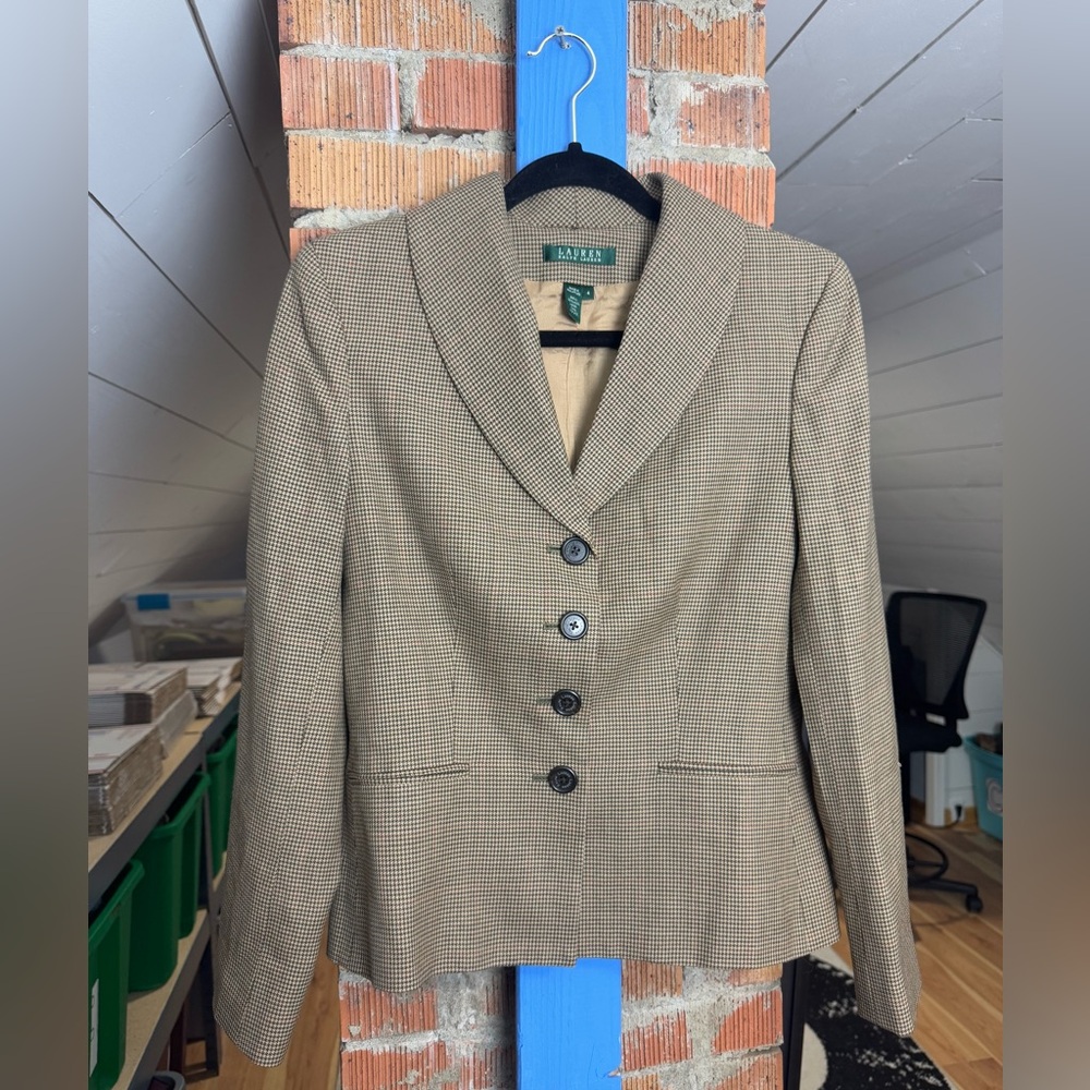 Lauren Ralph Lauren Tan Checkered Blazer